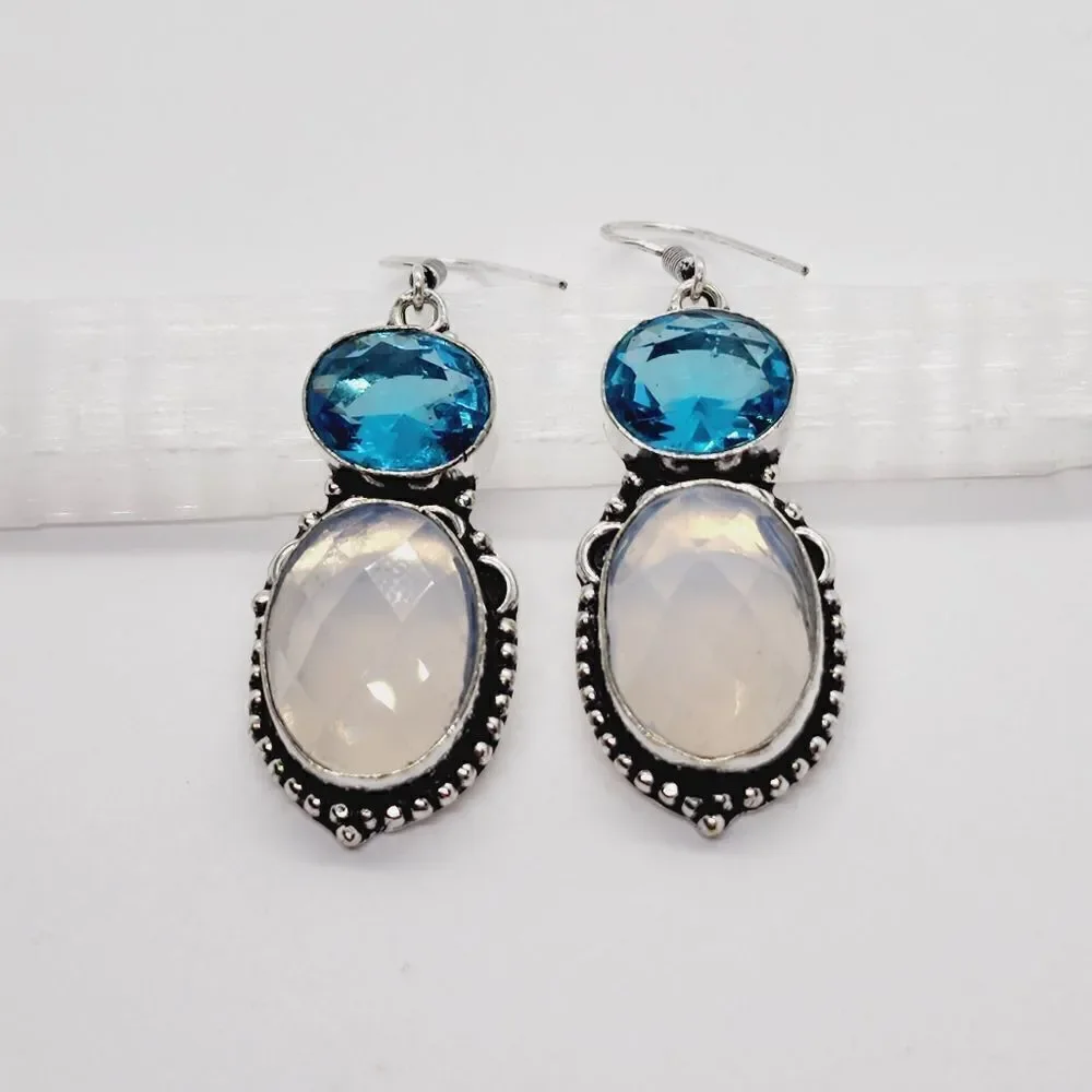 Opalite Blue Topaz Handmade Drop Dangle Earrings Jewelry 2